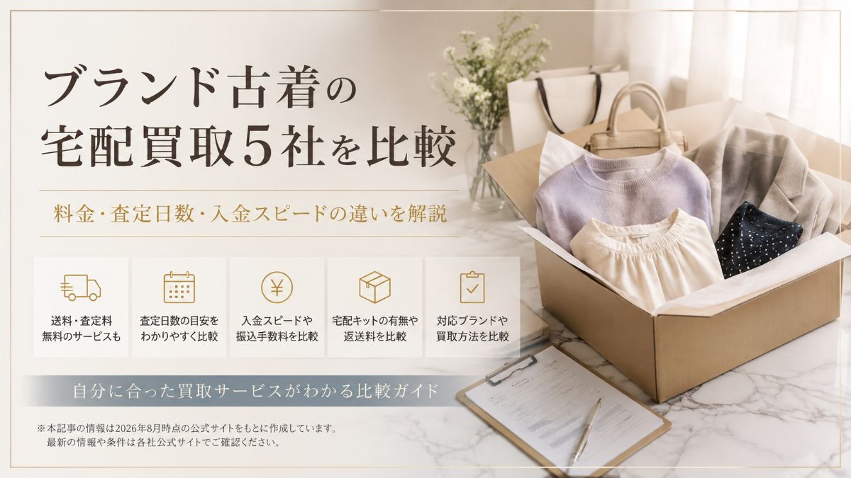 ブランド古着の宅配買取5社を比較|料金・査定日数・入金スピードの違いを解説