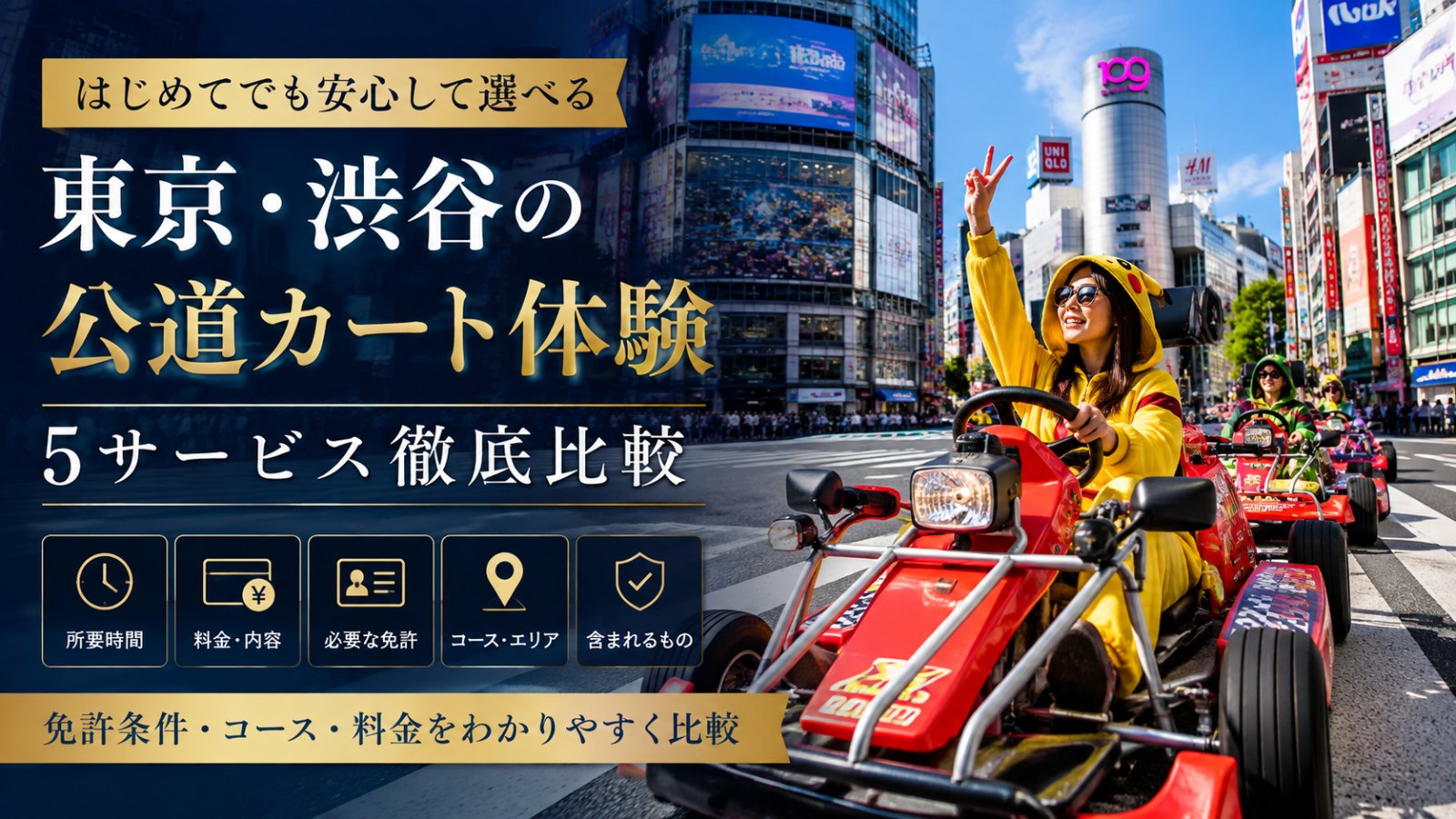 SHIBUYA KARTを比較|東京・渋谷の公道カート5サービスの料金・コース・免許条件
