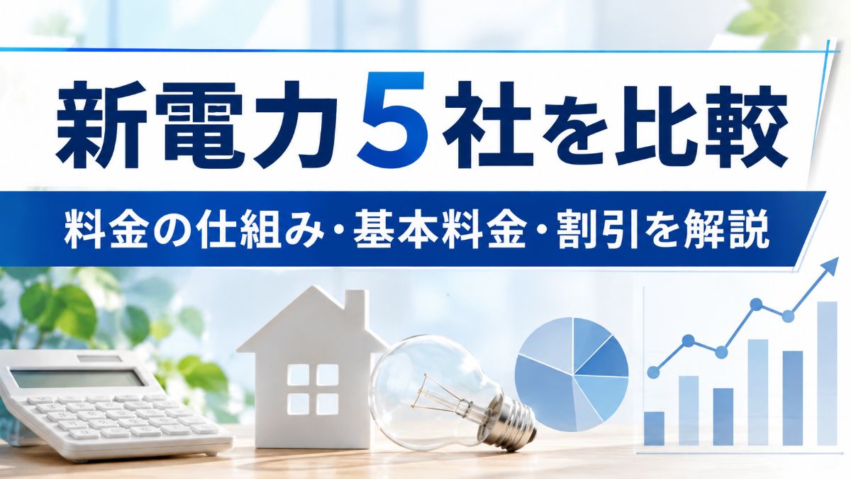 新電力5社を比較|料金の仕組み・基本料金・燃料費調整額・割引を解説
