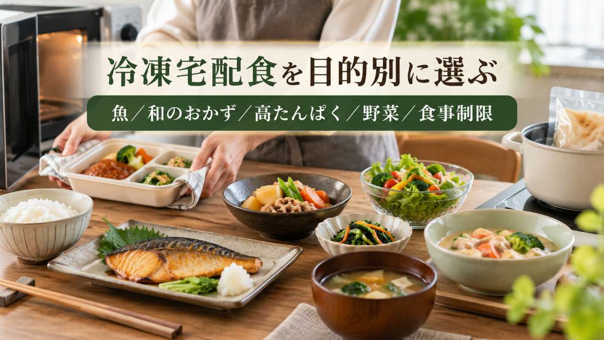 目的別に選ぶ冷凍宅配食5サービスを比較|魚・和のおかず・高たんぱく・野菜・食事制限の違い